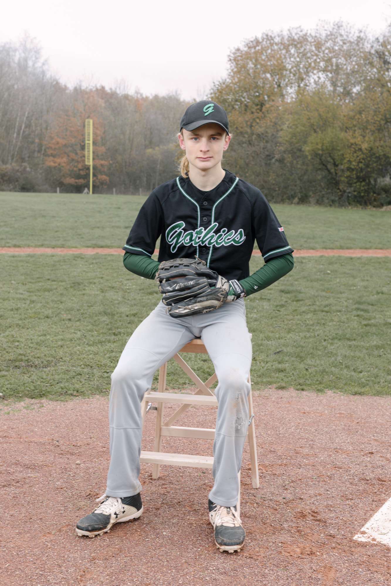 Joueur de baseball des Gothics de Chevry pour l'exposition habiter Chevry